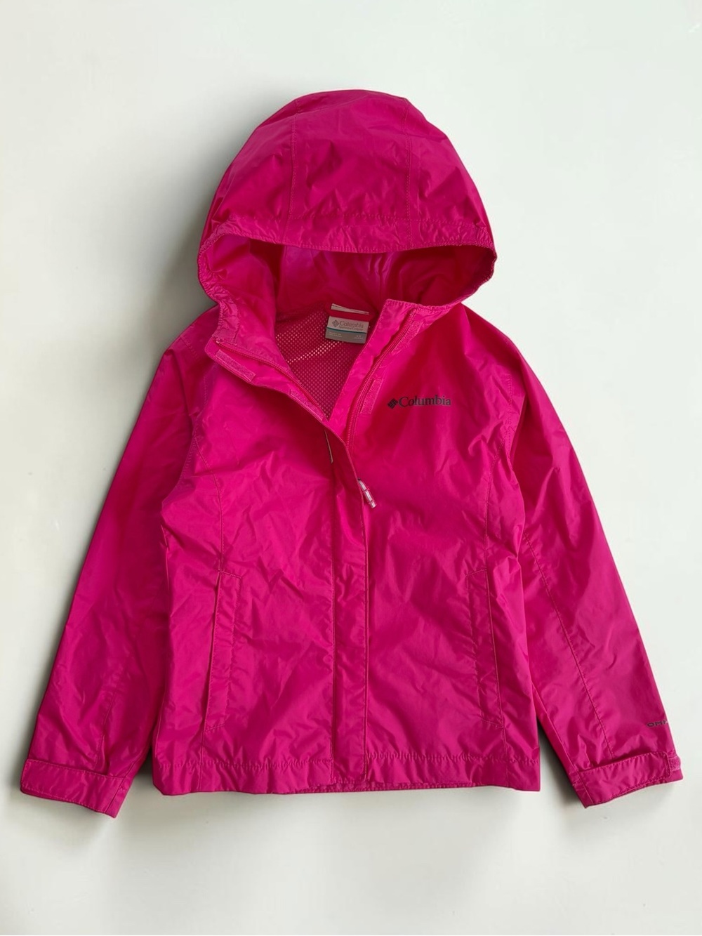 COLUMBIA EUC/LN Fuchsia Lightweight Hooded Windbreaker Raincoat